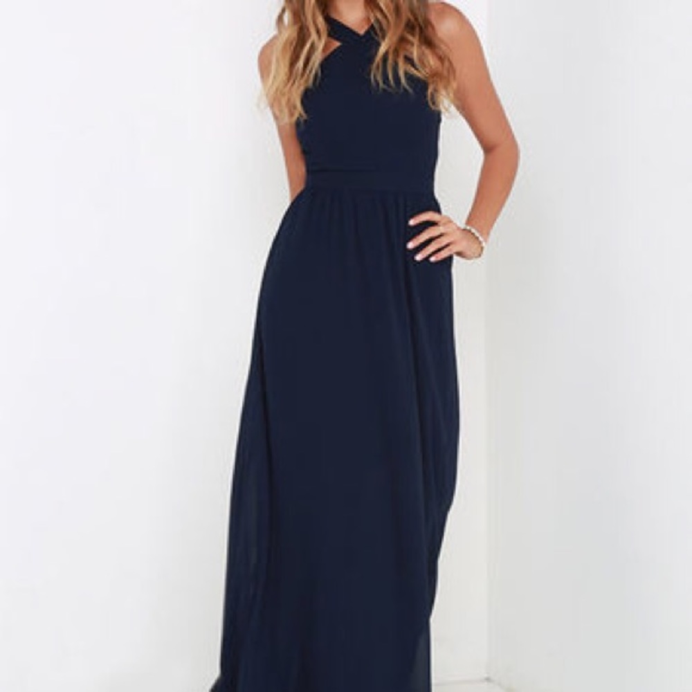 Air of Romance LULUS Maxi Dress Navy Blue